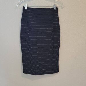 Gianfranco Ferre Navy Wool High Waisted Pencil Skirt Size S